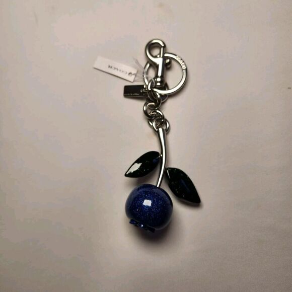 NWT Coach CR434 Glitter Blueberry Fruit Bag Charm Silver / Light Violet Multi - Picture 2 of 2